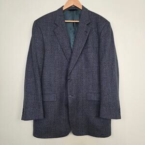 Burberry London Blue Tweed Wool Cashmere Sport Coat Blazer Men’s 44 Long Classic